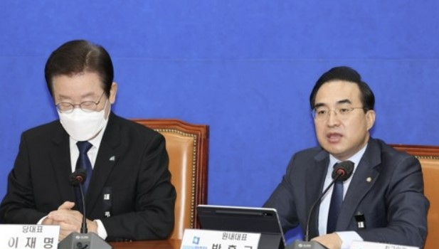 박홍근 더불어민주당 원내대표가 9일 국회에서 열린 최고위원회의에서 발언하고 있다. 사진/ 연합뉴스
