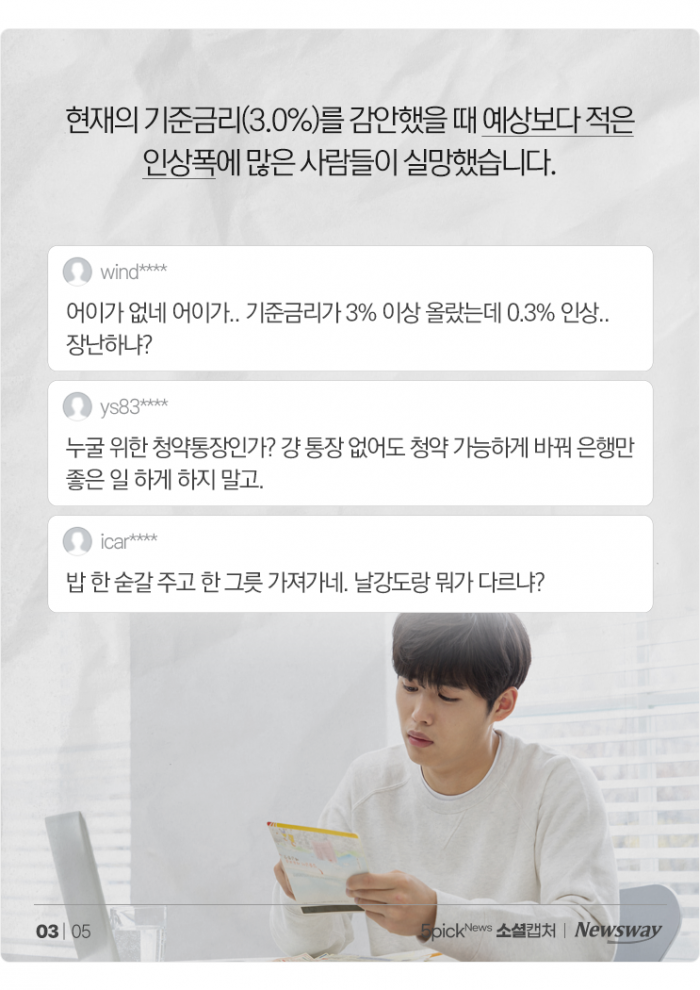 "해지가 답?" 짠내 나는 청약 금리 인상에 실망한 민심 기사의 사진