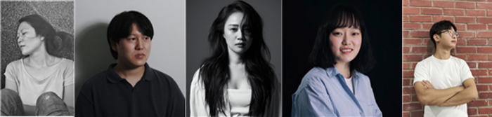 2022 미디어아트 국제 레지던시 입주작가 릴레이 개인전(좌로부터)이수빈·정덕용·서은선·신해인·LIU ZHONGCHEN