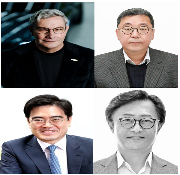 (왼쪽 위부터)루크 동커볼케(Luc Donckerwolke) 현대자동차 사장과 이규복 현대글로비스 대표이사 부사장. (왼쪽 아래부터) 공영운 현대차 고문과 지영조 현대차 고문. 사진=현대차그룹 제공
