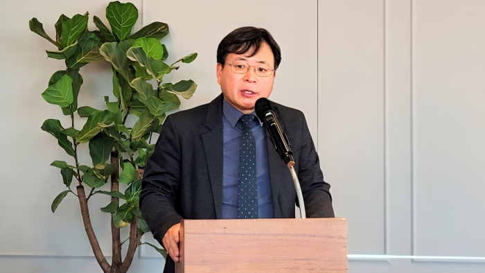 조병기 바이오노트 대표가 지난 8일 서울 여의도에서 열린 IPO 기자간담회에서 회사를 소개하고 있다. 사진=정백현 기자 andrew.j@newsway.co.kr