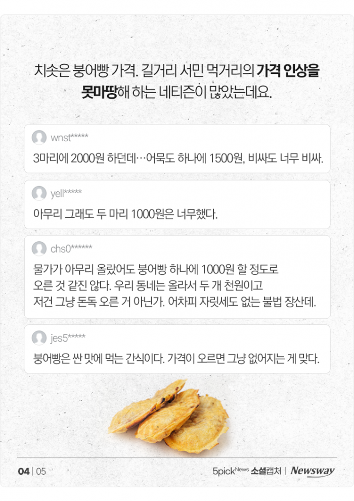 붕어빵 몸값도 상승···"너무 비싸" vs "이 정도면 적당" 기사의 사진