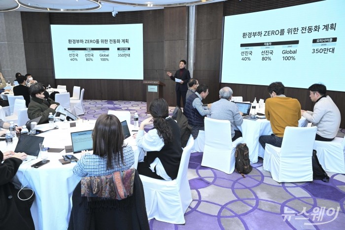 이지홍 혼다코리아 대표가 10일 오후 서울 강남구 파크 하얏트 호텔에서 열린 신년 미디어 라운드 테이블에서 2023년 활동 계획을 발표하고 있다. 사진=강민석 기자 kms@newsway.co.kr