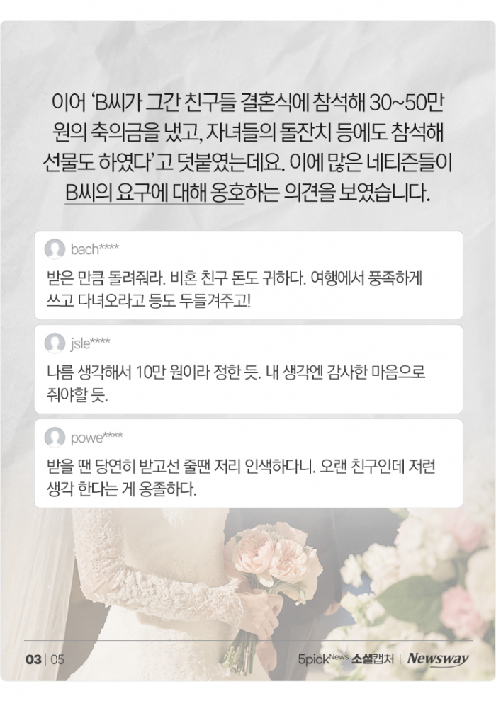 비혼 친구의 '축의금' 청구, 이제는 대세? 기사의 사진