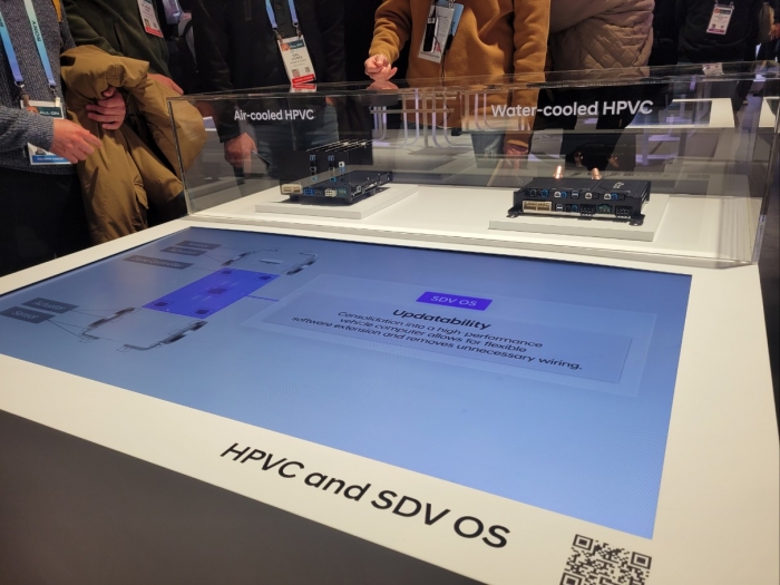 포티투닷이 CES 2024에서 공개한 SDV(소프트웨어 중심 자동차) 플랫폼 모델 사진=박경보 기자