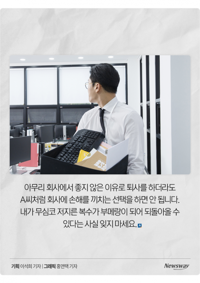 회사에 복수한다고 업무 파일 다 지우고 나간다면? 기사의 사진