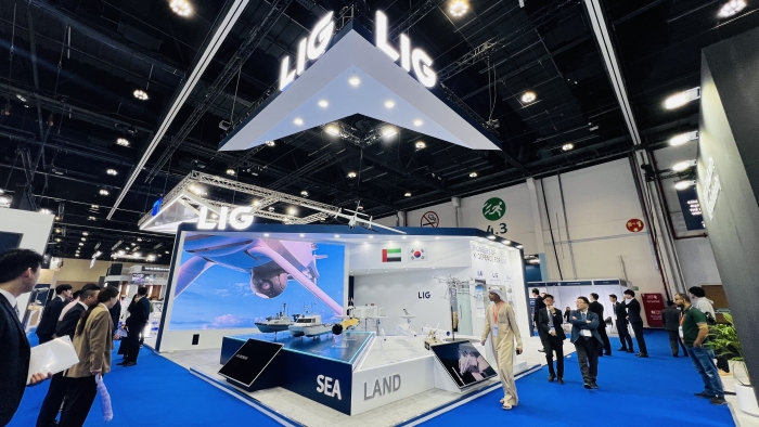 UAE 로봇/무인 분야 전시회 'UMEX 2024'에 참가한 LIG넥스원 홍보전시관. 사진=LIG넥스원 제공