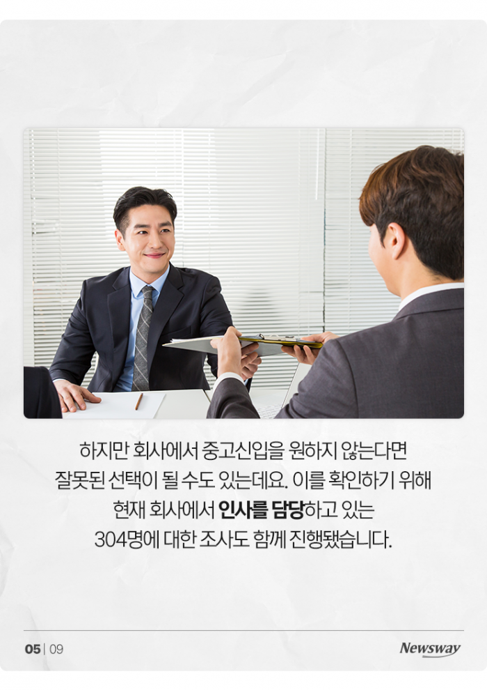 55.4% 직장인이 경력을 포기하고 중고신입이 된 이유 기사의 사진