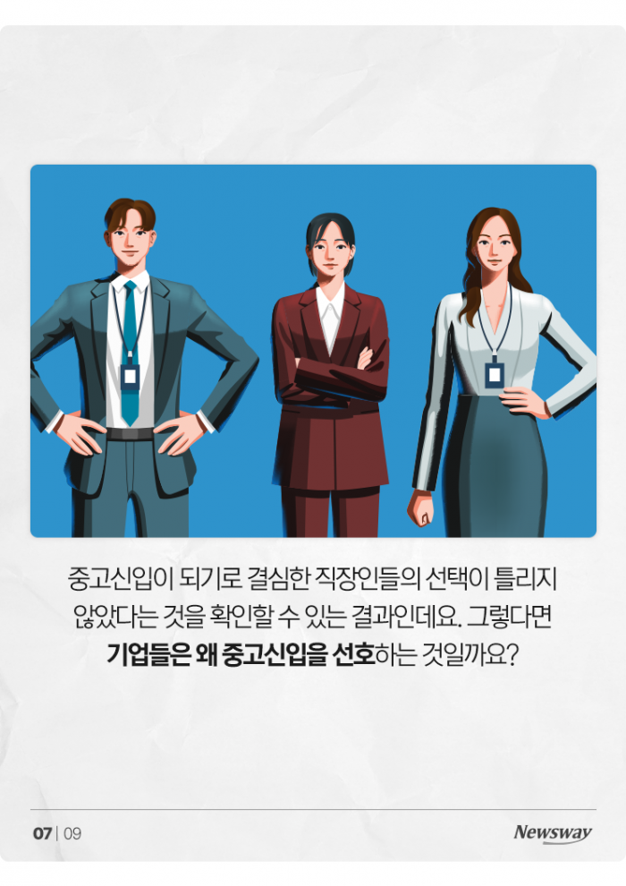 55.4% 직장인이 경력을 포기하고 중고신입이 된 이유 기사의 사진