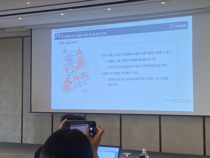 전체 뇌졸중 환자의 50%는 해당하는 진료권에서 정맥내혈전용해술, 동맥내혈전제거술 등과 같은 뇌졸중 최종 치료를 시행할 수 없는 상황인 것으로 나타났다. 사진=유수인 기자