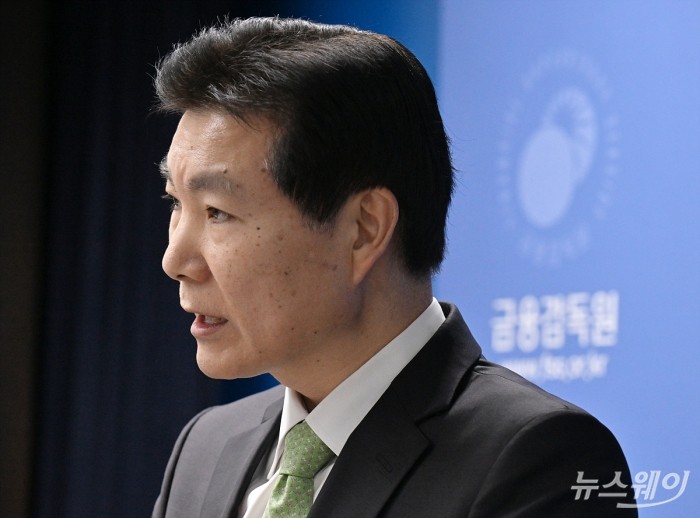 김병칠 금융감독원 전략감독 부문 부원장보가 22일 오후 서울 여의도 금감원 브리핑룸에서 23년 9월말 기준 금융회사 해외 부동산 대체투자 현황 관련 브리핑을 하고있다. 사진=이수길 기자 Leo2004@newsway.co.kr