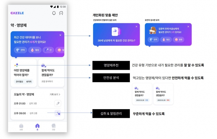 캐즐 복약관리 서비스 기능 설명. 사진=롯데헬스케어 제공