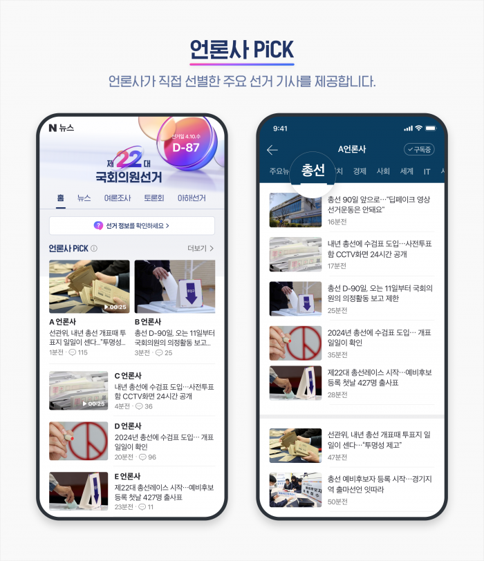 네이버뉴스 총선페이지 언론사픽. 사진=네이버 제공