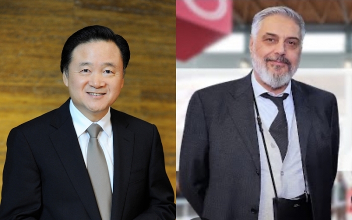 (왼쪽)SPC그룹 허영인 회장과 마리오 파스쿠찌 이탈리아 파스쿠찌 CEO. 사진=SPC그룹 제공