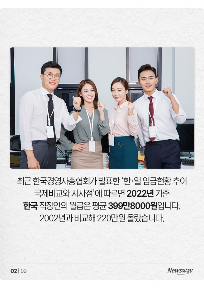 한국 직장인 월급, 일본보다 훨씬 높아졌지만··· 기사의 사진