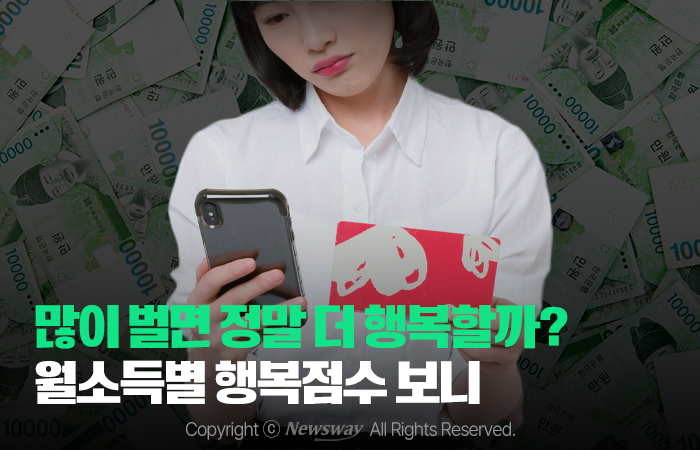 많이 벌면 정말 더 행복할까? 월소득별 행복점수 보니 기사의 사진