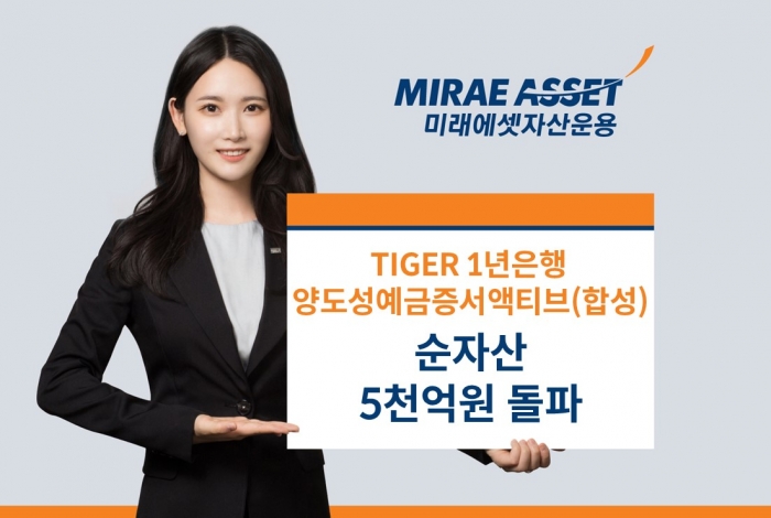 TIGER1년은행양도성예금증서액티브 ETF가 순자산 5000억원을 돌파했다. 사진=미래에셋자산운용 제공