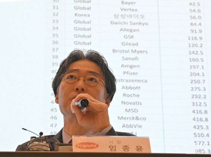 임종윤 한미약품 사장과 임종훈 한미정밀화학 대표가 21일 오전 서울 여의도 FKI타워 컨퍼런스센터에서 열린 기자간담회에서 발언하고 있다. 사진=이수길 기자 Leo2004@newsway.co.kr