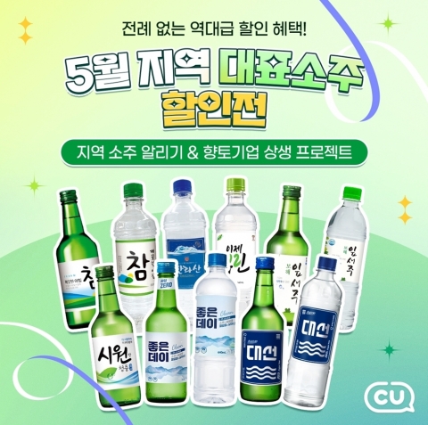 CU, 7개 지역 소주 가격 내린다···최대 300원 할인