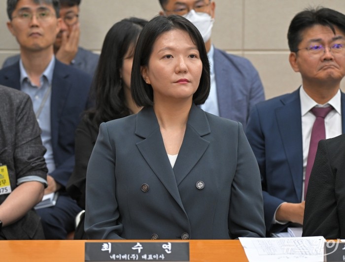 최수연 네이버 대표가 2일 서울 여의도 국회에서 열린 과학기술정보방송통신위원회 전체회의에 라인야후 사태 등에 대한 증인으로 참석해 자리하고 있다. 사진=이수길 기자 Leo2004@newsway.co.kr