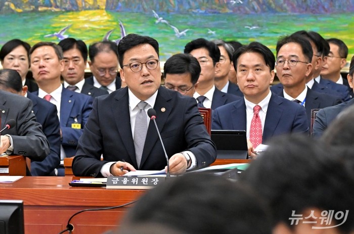 김병환 금융위원장이 10일 오전 서울 여의도 국회 정무위원회에서 열린 금융위원회·한국산업은행·중소기업은행에 대한 국정감사에 출석해 의원의 질의에 답하고 있다. 사진=이수길 기자 Leo2004@newsway.co.kr