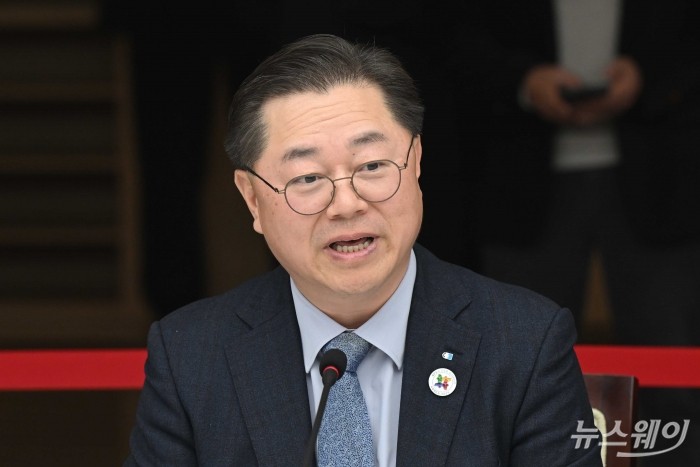 박일준 대한상공회의소 상근부회장이 29일 오전 서울 중구 대한상공회의소에서 열린 '주식시장 활성화 TF' 경제계 간담회에서 모두발언을 하고 있다. 사진=강민석 기자 kms@newsway.co.kr