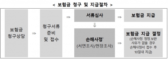 보험금 청구 및 지급 절차. 자료=금융위원회