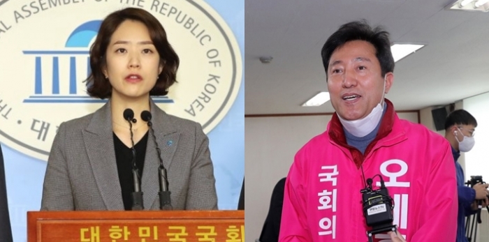 서울 광진을에서 맞붙는 고민정 더불어민주당 후보와 오세훈 미래통합당 후보. 사진=연합뉴스 제공