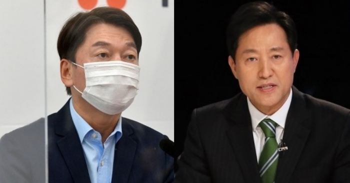 안철수 국민의당 서울시장 후보, 오세훈 국민의힘 서울시장 후보. 사진=뉴스웨이DB
