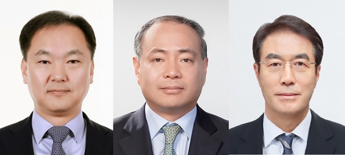 김형관(왼쪽부터) 김형관 신임 현대미포조선 대표이사 사장, 이동욱 신임 현대제뉴인 대표이사 사장, 최철곤 현대건설기계 대표이사 사장. 사진=현대중공업그룹 제공